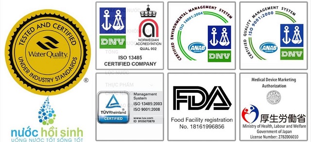 Các chứng nhận mà Kangen Leveluk JRII đã đạt được Các chứng nhận mà Kangen Leveluk JRII đã đạt được