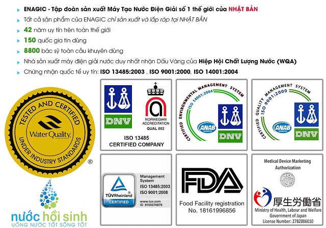 ENAGICⓇ là tập đoàn DUY NHẤT về máy điện giải ion kiềm trên thế giới ENAGICⓇ là tập đoàn DUY NHẤT về máy điện giải ion kiềm trên thế giới