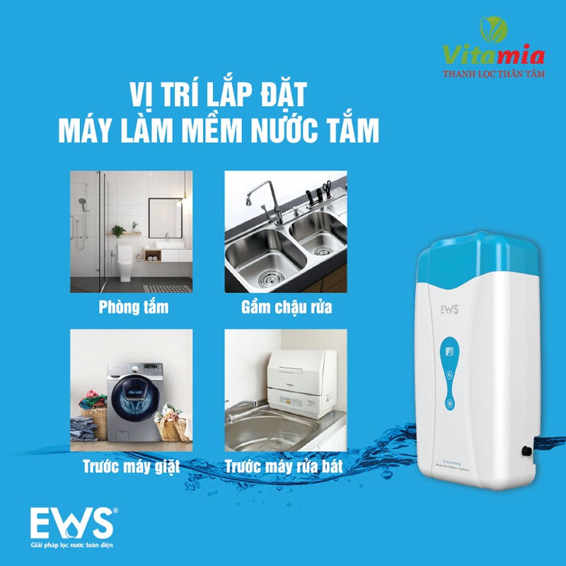 máy làm mềm nước phòng tắm tại gia EWS cao cấp