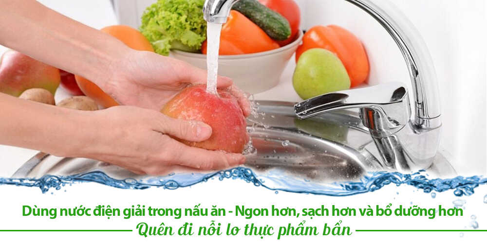 Sử dụng nước điện giải ion kiềm Kangen trong sơ chế thực phẩm