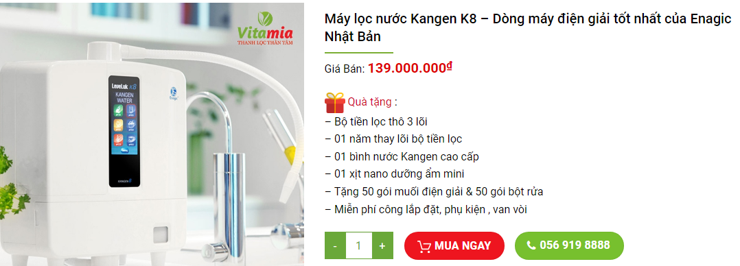 Nước Kangen Leveluk K8 chính hãng được bán với giá gần 140 triệu đồng