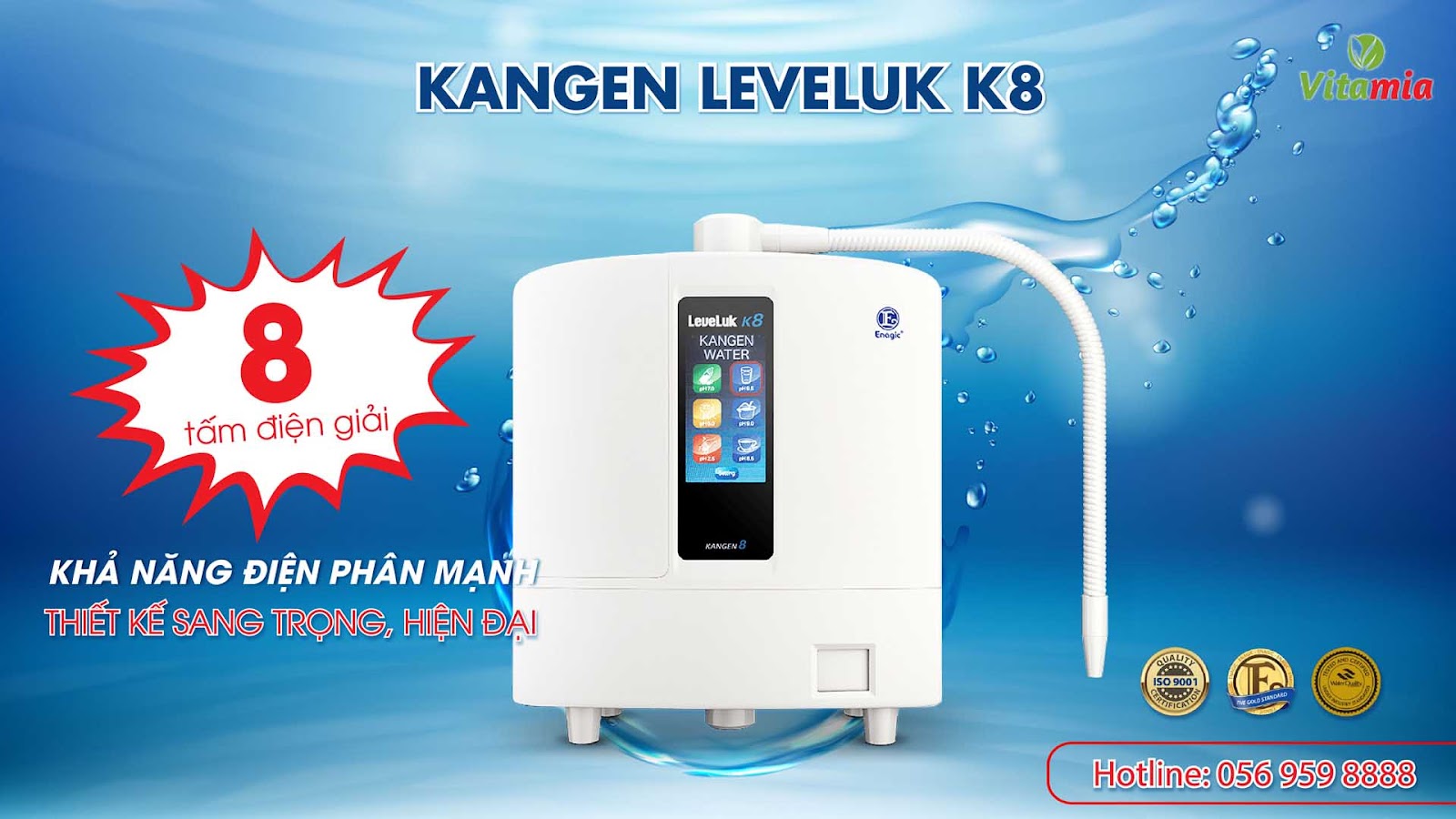 Máy Kangen sử dụng công nghệ lọc hiện đại và công nghệ điện phân tạo thành nước tinh khiết và nước ion kiềm cực kỳ tốt cho sức khỏe con người