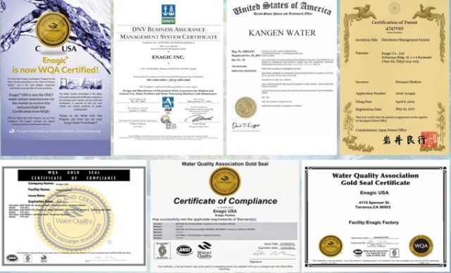 Máy lọc nước Kangen được công nhận về chất lượng bởi nhiều tổ chức, hiệp hội uy tín trên thế giới