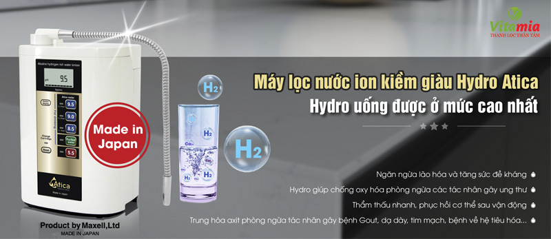 Máy lọc nước atica giàu hydrogen tạo nguồn nước ion kiềm có nhiều ứng dụng quan trọng