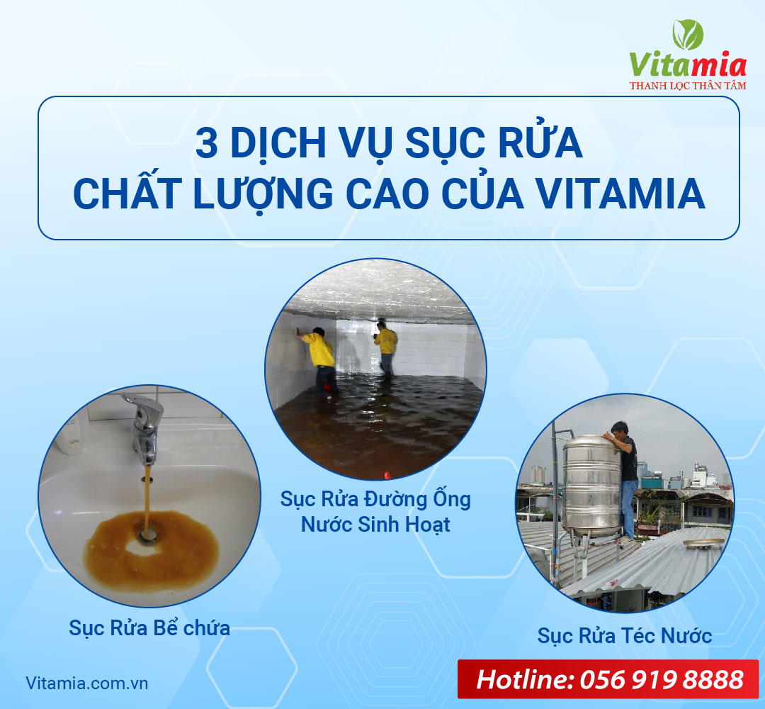 VITAMIA phục vụ 3 dịch vụ sục rửa chính 
