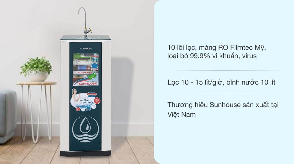 Kích thước của máy lọc nước RO Sunhouse SHR88210K 10 lõi